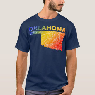 Kleurrijke mandala kunstkaart van Oklahoma met tek T-shirt