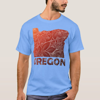 Kleurrijke mandala kunstkaart van Oregon met tekst T-shirt