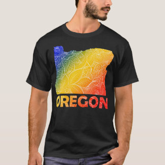 Kleurrijke mandala kunstkaart van Oregon met tekst T-shirt