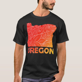 Kleurrijke mandala kunstkaart van Oregon met tekst T-shirt