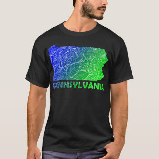Kleurrijke mandala kunstkaart van Pennsylvania met T-shirt