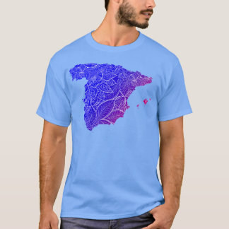 Kleurrijke mandala kunstkaart van Spanje met tekst T-shirt