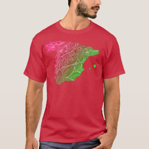 Kleurrijke mandala kunstkaart van Spanje met tekst T-shirt
