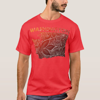 Kleurrijke mandala kunstkaart van Washington met t T-shirt