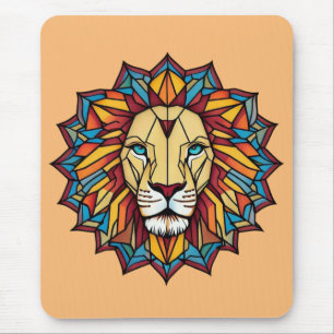 Kleurrijke Mandala Lion: Geometrische kunst ontwer Muismat