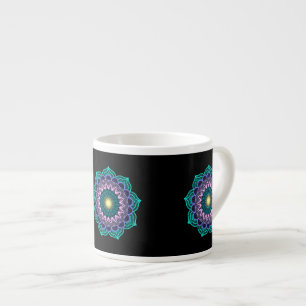 Kleurrijke Mandala op Zwarte Achtergrond Espresso Kop