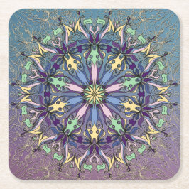 Kleurrijke Mandala Papieren Onderlegger Vierkante Kartonnen Onderzetter