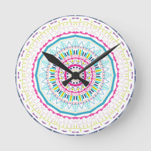 kleurrijke mandala ronde klok