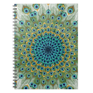Kleurrijke Mandala van een mannelijke pauw Notitieboek