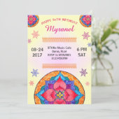 Kleurrijke Mandala verjaardagsuitnodiging Kaart (Staand voorkant)