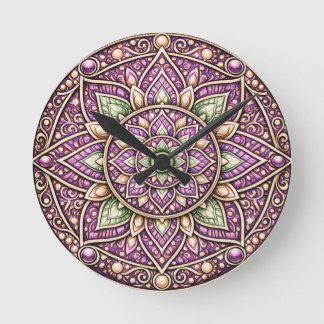 Kleurrijke Mandala Wandklok – Kleurrijk Geometrisc Ronde Klok