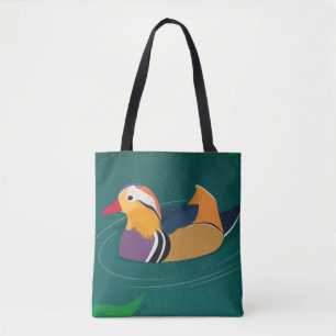 Kleurrijke mandarijneend moderne digitale kunst draagtas