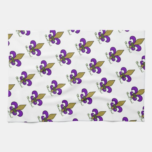 Kleurrijke Mardi Gras Fleur De Lis keukenhanddoeke Theedoek (Horizontaal)