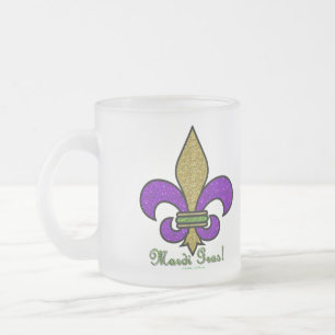 Kleurrijke Mardi Gras Fleur De Lis Matglas Koffiemok