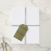 Kleurrijke Mardi Gras gingham patterned Cadeaulabel (Met Touw)
