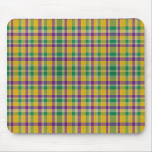 Kleurrijke Mardi Gras gingham patterned Muismat