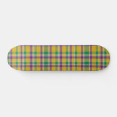 Kleurrijke Mardi Gras gingham patterned Skateboard (Horizontaal)