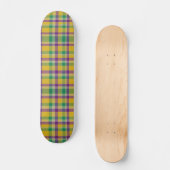 Kleurrijke Mardi Gras gingham patterned Skateboard (Voorkant)