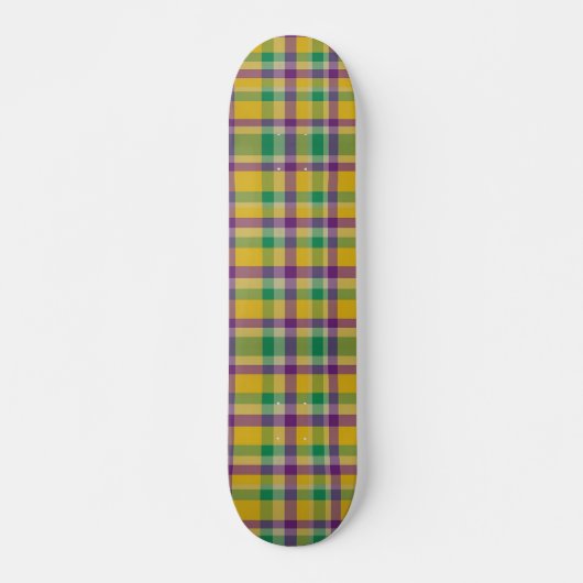 Kleurrijke Mardi Gras gingham patterned Skateboard (Voorkant)