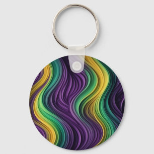 Kleurrijke Mardi Gras golf patterend Sleutelhanger