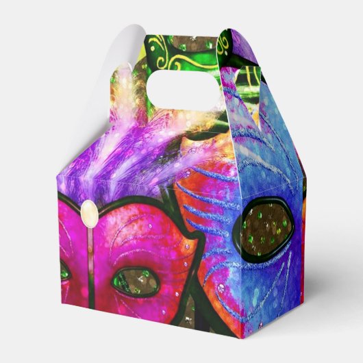 Kleurrijke Mardi Gras Maskers Gable Favor Box Bedankdoosjes (Achterkant)