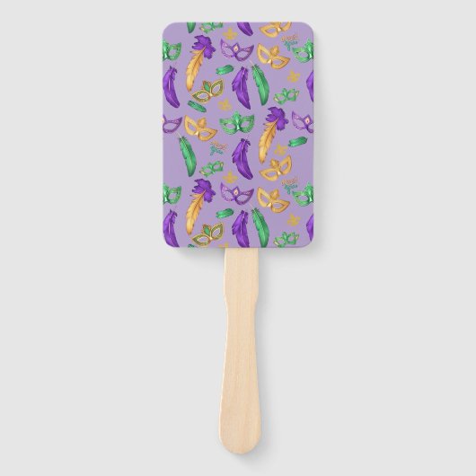 Kleurrijke Mardi Gras patterned Handwaaier (Voorkant)