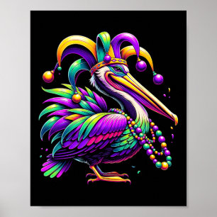 Kleurrijke Mardi Gras Pelican Louisiana Jester Pet Poster