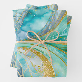 Kleurrijke Marmeren Inkt Art Wrapping Paper Sheets