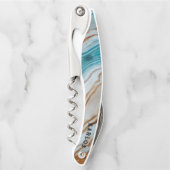 Kleurrijke marmeren textuur golvende patroon monog kurkentrekker (Voorkant)