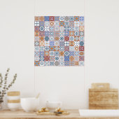 Kleurrijke Marokkaanse tegel Poster (Keuken)