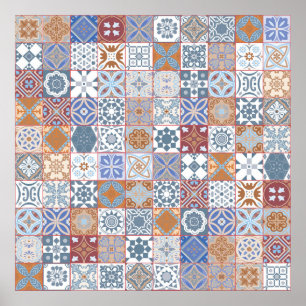 Kleurrijke Marokkaanse tegel Poster