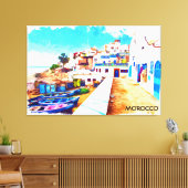 Kleurrijke Marokko Reizen Waterverf Canvas Afdruk (Insitu (Woonkamer))