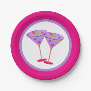 Kleurrijke Martini Glazen Feest Papieren Bordje
