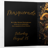 Kleurrijke Masquerade Party uitnodiging (Binnenzijde eerst)
