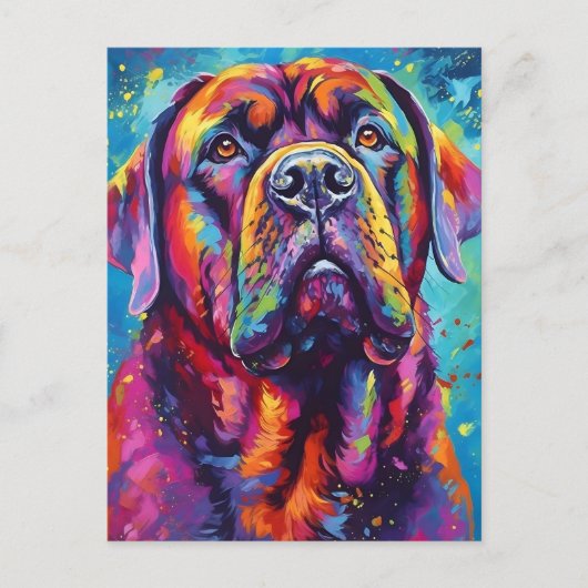 Kleurrijke Mastiff Briefkaart (Voorkant)