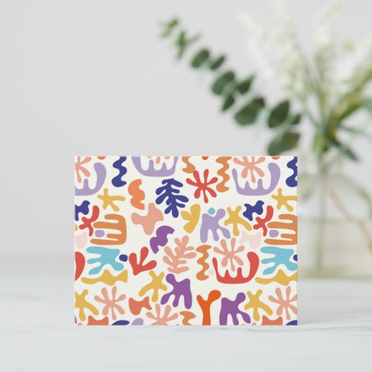 Kleurrijke Matisse Abstracte Geblokte Ansichtkaart Briefkaart (Staand voorkant)