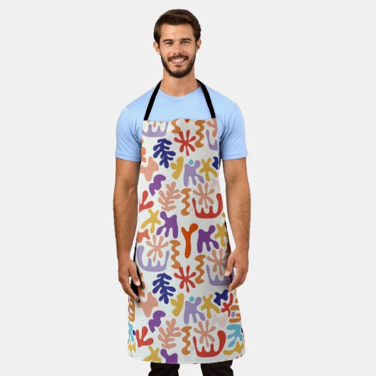 Kleurrijke Matisse Patroon Abstracte Botanische Vo Schort (Gedragen)