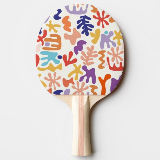 Kleurrijke Matisse Patroon Abstracte Botanische Vo Tafeltennisbatje (Achterkant)