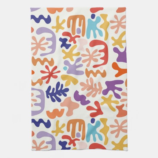 Kleurrijke Matisse Patroon Abstracte Botanische Vo Theedoek (Verticaal)