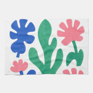Kleurrijke Matisse-stijl bloemknipsels Theedoek