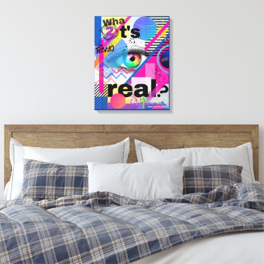 Kleurrijke Maximalist Art Stretched Canvas Print (Insitu (Slaapkamer))