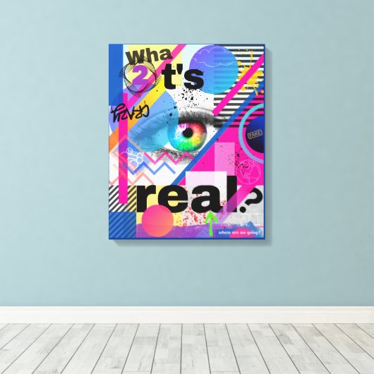 Kleurrijke Maximalist Art Stretched Canvas Print (Insitu (Houten vloer))