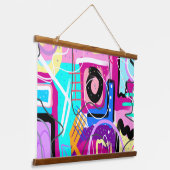 Kleurrijke Maximalist Expressive Abstract Hangend Wandkleed (Gebogen)