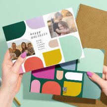 Kleurrijke Maximalist Flat Holiday Kaart