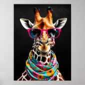 Kleurrijke Maximalist Fun Giraffe Art Print (Voorkant)