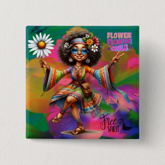 Kleurrijke-Me Hippie Chic Flower Button (Voorkant)