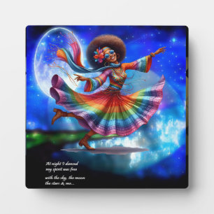 Kleurrijke-Me Hippie Chic Moon Plaque met Ezel Fotoplaat