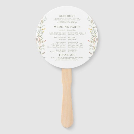 Kleurrijke Meadow Wildflower Bloemen Wedding Progr Handwaaier (Achterkant)