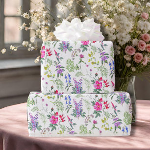 Kleurrijke Meadow Wildflowers & Herbs Floral Patte Cadeaupapier