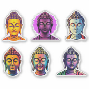 Kleurrijke mediterende kalme Gautama Boeddha Sticker